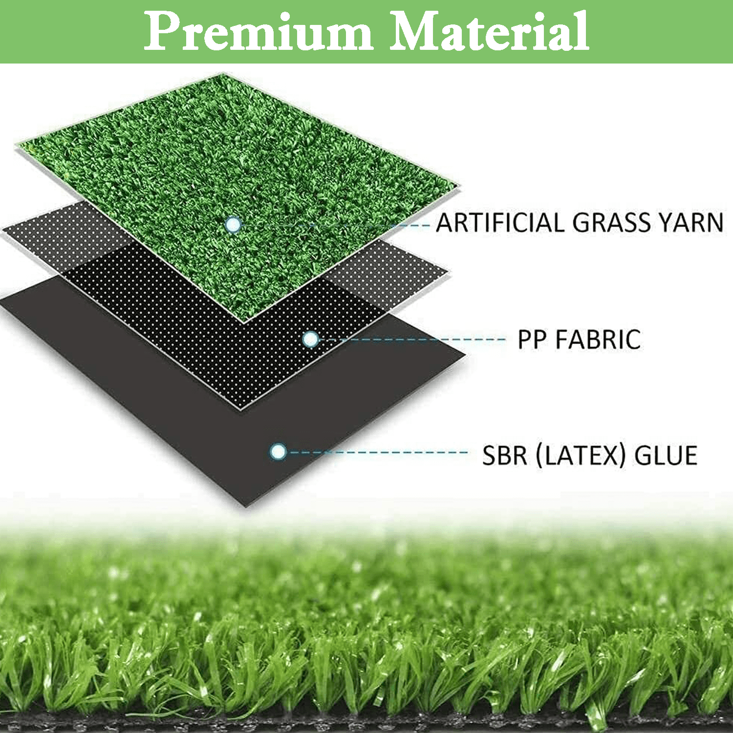 Qunbio Realistic Thick 3.3ft x 32.8ft Artificial Grass Turf, Faux Lawn Grass Rug for Indoor/Outdoor, Synthetic Landscape Fake Grass Mat