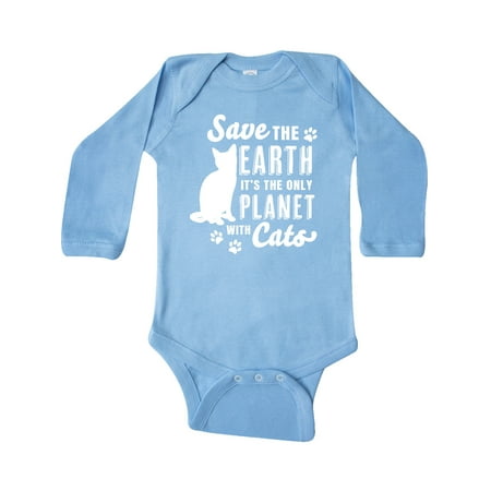 

Inktastic Save the Earth It s the Only Planet with Cats with Pawprints Gift Baby Boy or Baby Girl Long Sleeve Bodysuit