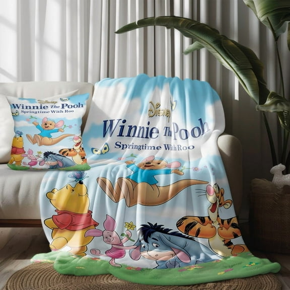 Throw Blankets Throw For Winnie-the-Pooh Pillow Covers for Thin Bed Couch Decor Kids Adult Nap Bedroom Car All Season Birthday Gifts 30×40 inch Throw Blanket and Pillowcase Set