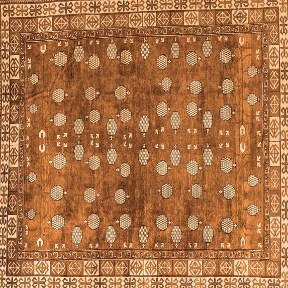 Ahgly Company Indoor Square Oriental Orange Traditional Area Rugs, 7' Square