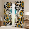 thumbnail image 2 of Homewish Western Vintage Bull Skull Blackout Curtains Set of 2 (52x84 Each) for Teens,Chic Floral Sunflowers Window Curtains,Famhouse Animal Cow Print Curtains and Drapes,Ultra Soft Home Decor, 2 of 6