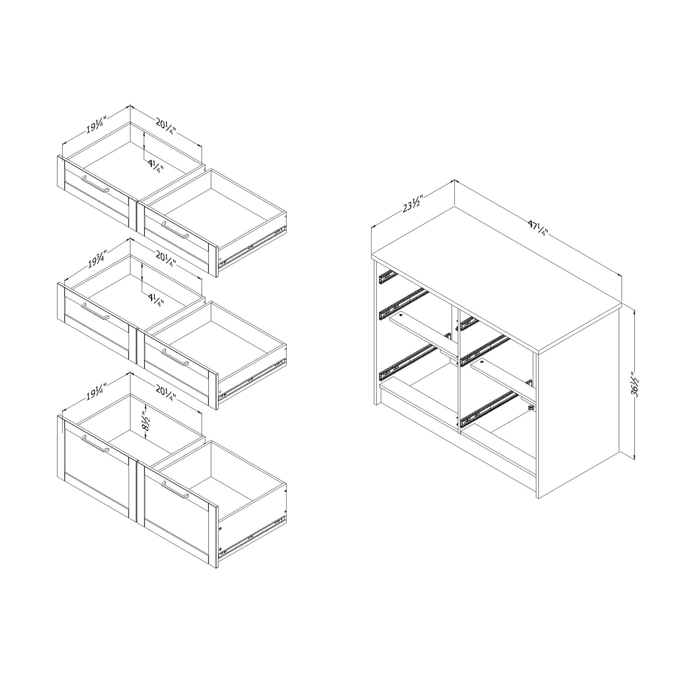 South Shore Toscano, Farmhouse Kitchen Island, Medium White