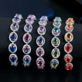 thumbnail image 2 of Fashion Blue Rainbow CZ Crystal Round Oval Shape Charm Bracelet for Women Brides, 2 of 9