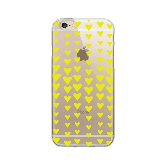 OTM Prints Clear Phone Case, Falling Yellow Hearts - iPhone 6/6s/7/7s