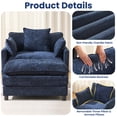 thumbnail image 5 of Accent Chair with Ottoman, Legahome 40"Wide Oversized Chenille Upholstered Lounge Chair, Comfy Reading Armchair with 3 Pillows, Barrel Chair Reading Chair for Living Room Bedroom, Blue, 5 of 10