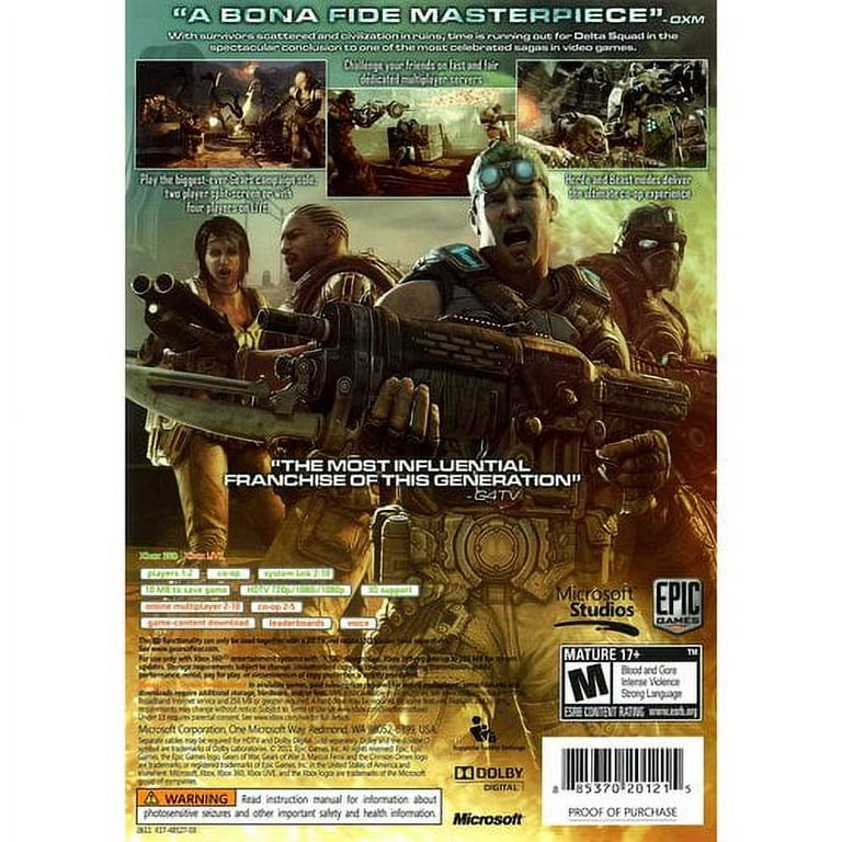  Microsoft Gears Of War 3 (Xbox 360) : Video Games
