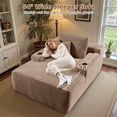 thumbnail image 6 of Ovios 67'' Oversized Chaise Lounge Chair Indoor Cloud Corduroy Floor Sofa Bed Deep Seat No Assembly Couch with Cup Holders for Living Room, Camel, 6 of 12