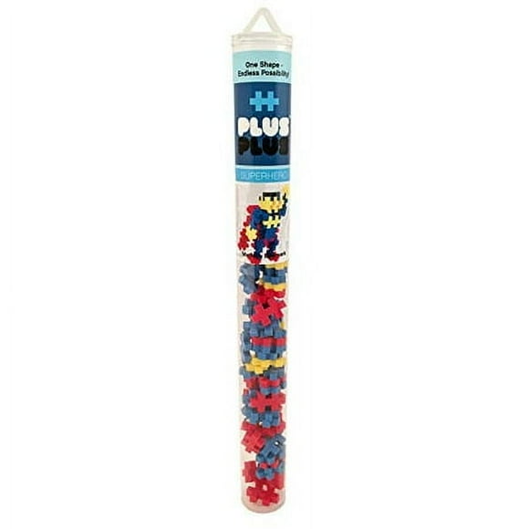 PLUS PLUS - Superhero - 70 Piece Tube, Construction Building Stem/Steam Toy, Kids Mini Puzzle Blocks
