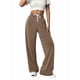 thumbnail image 2 of Pantalones Deportivos Holgados de Cintura Alta con Cordón Ajustable para Mujer, Pantalones Deportivos de Pierna y Bolsillos Marrón XL, 2 of 7