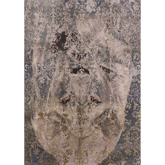 Ahgly Company Machine Washable Indoor Rectangle Industrial Modern Khaki Rose Pink Area Rugs, 5' x 8'