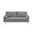 thumbnail image 5 of 65" Velvet Sofa Couch, Loveseat Sofa, Deep Seat Comfy Sofa Couches Leisure Reading Sofas Small Modern Sofa Couch for Living Room Bedroom Office Apartment, Grey, 5 of 6