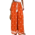 thumbnail image 3 of Women Plus Size Pants Wide Leg Palazzo 2026 Summer Boho Trousers Spring Flowy Beach Vacation Wear, #02 Orange, M, 3 of 6