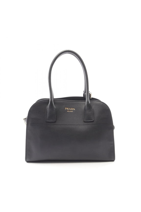 Pre-Owned Prada SOFT GLAIN Medium Tote Bag Handbag Leather Women's Black 1BG538