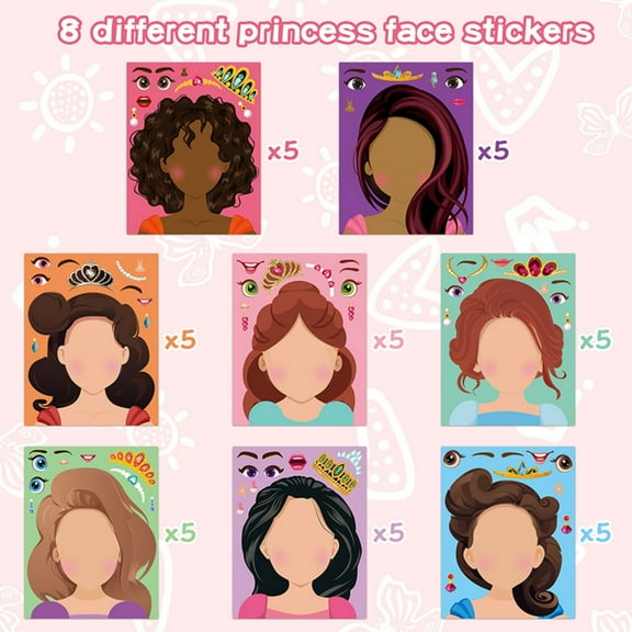 MALLMALL6  Make a Princess Face Sticker For Back To School,DIY Assemble Puzzle Decals