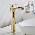 thumbnail image 1 of Grifo de baño en cascada grifo de lavabo mezclador alto dorado CHAO, 1 of 5