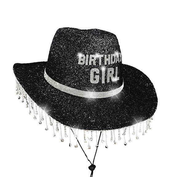 Fgnfyis Sparkly Western Cowboy Hat with Dazzling Bowler Design for Disco Party Events Black One Size