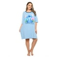thumbnail image 6 of Womens & Womens Plus Disney Stitch Sleep Shirt Pajamas Blue One Size Ohana, 6 of 8