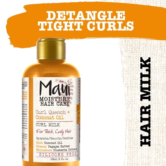 Maui Moisture Curl Quench   Coconut Oil Curl-Defining Hair Milk for Tight Curly Hair, 8 Fl Oz