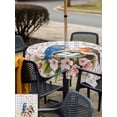 thumbnail image 5 of Outdoor Tablecloths with Umbrella Hole & Zipper, Birds Floral 60x60 Inch Square Tablecloths, Farmhouse Country Pink Flower Leaf Grey Plaid Waterproof Table Cloth, Patio/Pool/Picnic Table Covers, 5 of 8