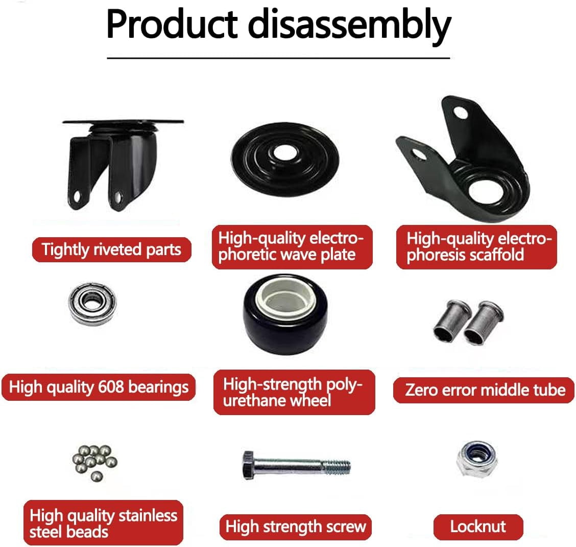 FRKSMD-1.5" Heavy Duty Plate Caster Wheels with Brake,No Noise Locking Casters with Polyurethane (PU) Wheels, Swivel Plate Castors Pack of 4(2 with Brakes and 2 without)