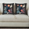 thumbnail image 3 of Stylish 18x18in Throw Pillow Covers Set of 2 - Whimsical Botanical Design with Colorful Leaves & Moon/Sun Motif for Couch Bed Car, 3 of 8