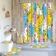thumbnail image 7 of 4 Pcs Kids Bathroom Shower Curtain Set, Blue Sea Whales Bathroom Sets for Kids Bathroom Decoration with Shower Curtain, Non Slip Bathroom Rugs, Toilet Lid Cover, U Toilet Mat and 12 Hooks, 7 of 7
