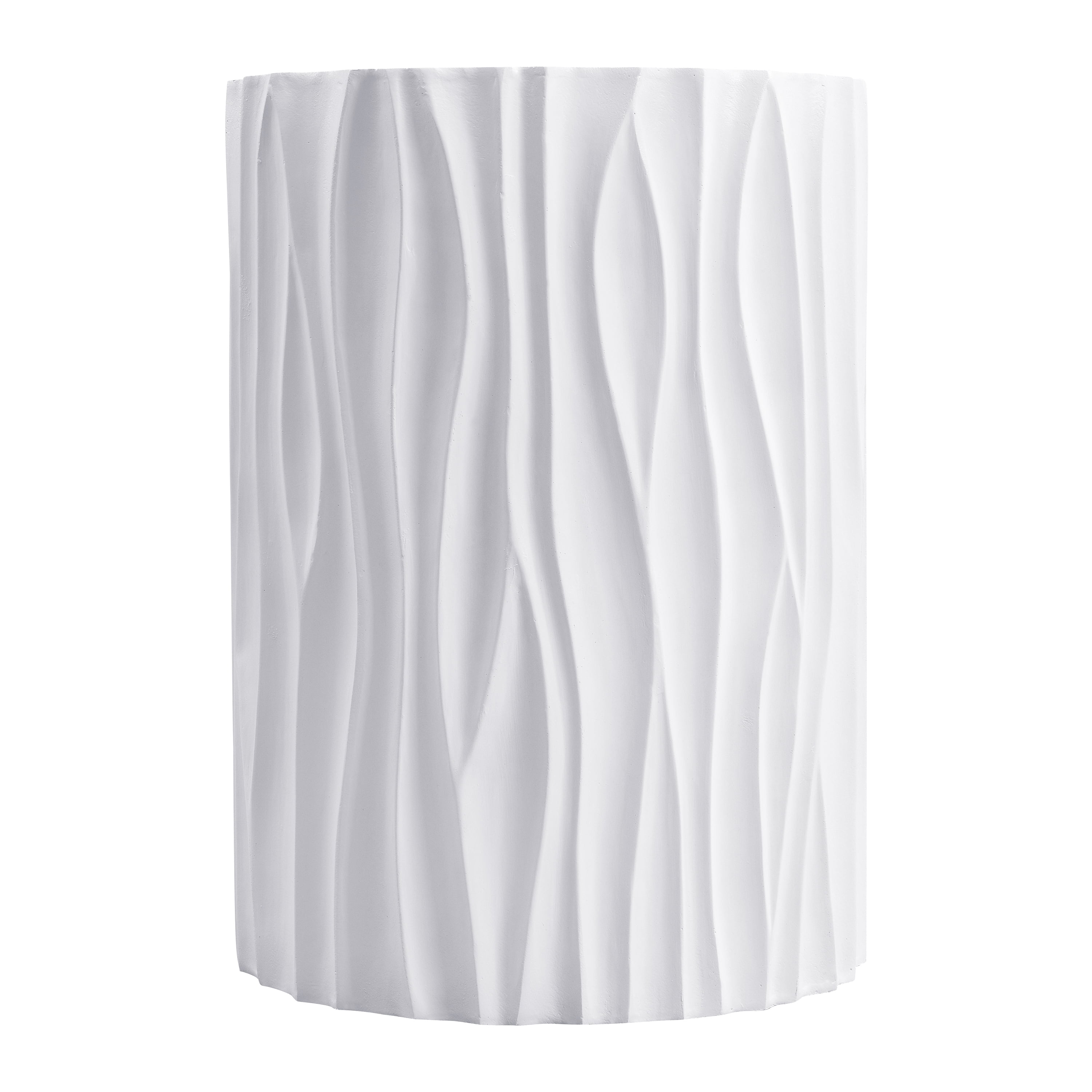 Side Table, Outdoor White Wavy Fluted Design Table for Patio Balcony Garden, White