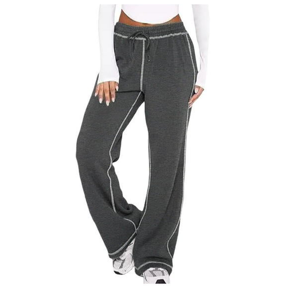 PMUYBHF Faux Leather Pants Sweatpants Drawstring Straight Leg Comfy Soft Pajama Joggers with Pockets Chino Pants for Women Straight Leg Sweatpants for Women Short Inseam
