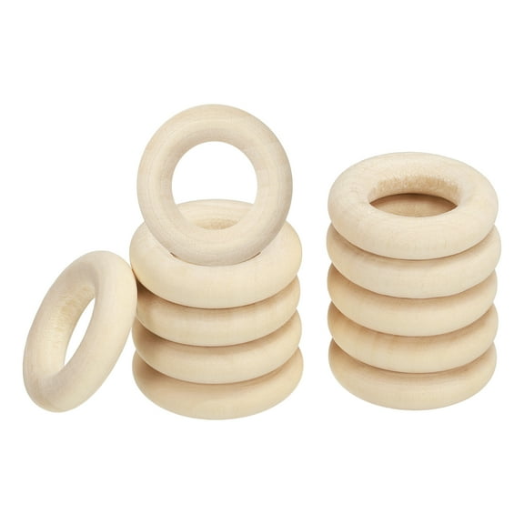 Uxcell 25mm 1" Wooden Rings 6mm thick, 50 Pack Natural Wood Rings Unfinished Wood Loop