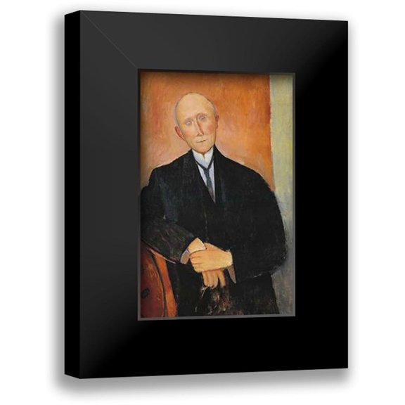 Modigliani, Amedeo 10x14 Black Modern Framed Museum Art Print Titled - Seated Man With Orange Background
