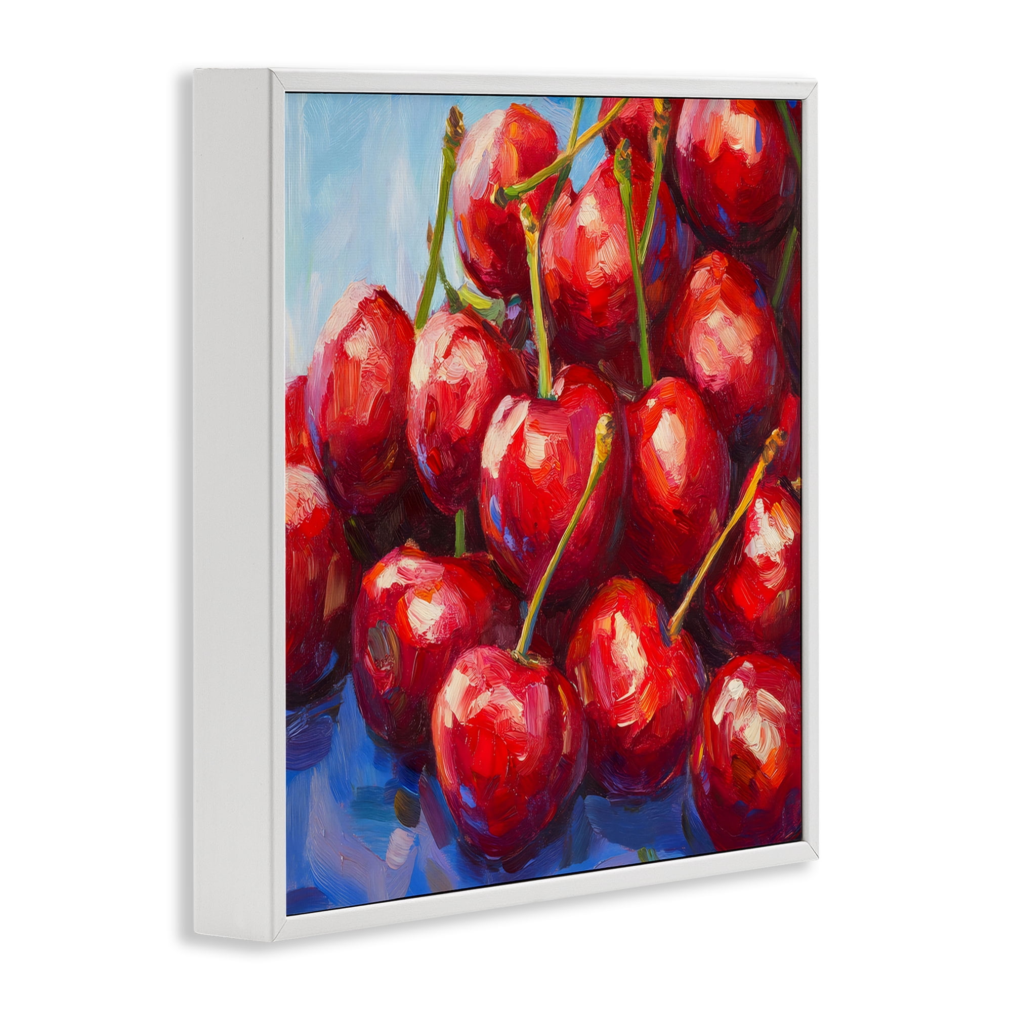 Stupell Industries Luscious Red Cherries of Summer White Framed Giclee Art, design by Petal Prints Design