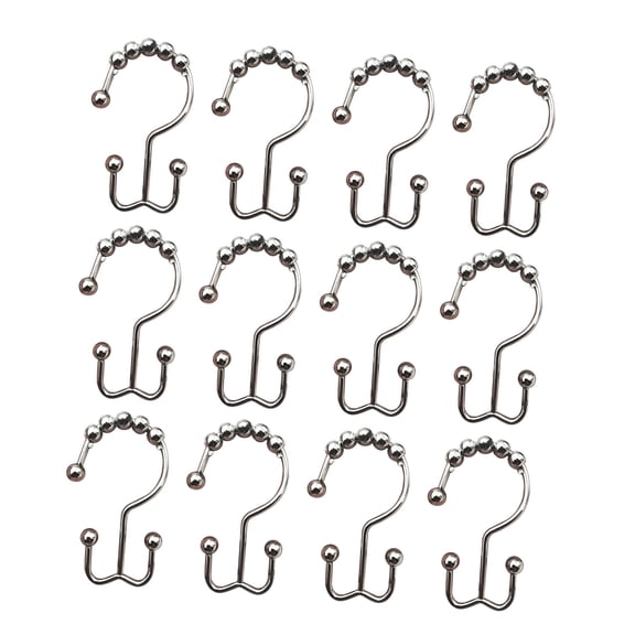 12-Piece Stainless Steel Double Glide Shower Curtain Hooks with Roller Rings for Bathroom Rods