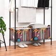 thumbnail image 3 of Yayeee Foldable Storage Basket for Shelves with Handles Set of 2 Waterproof Cloth Bins, Futuristic Sun, 3 of 7