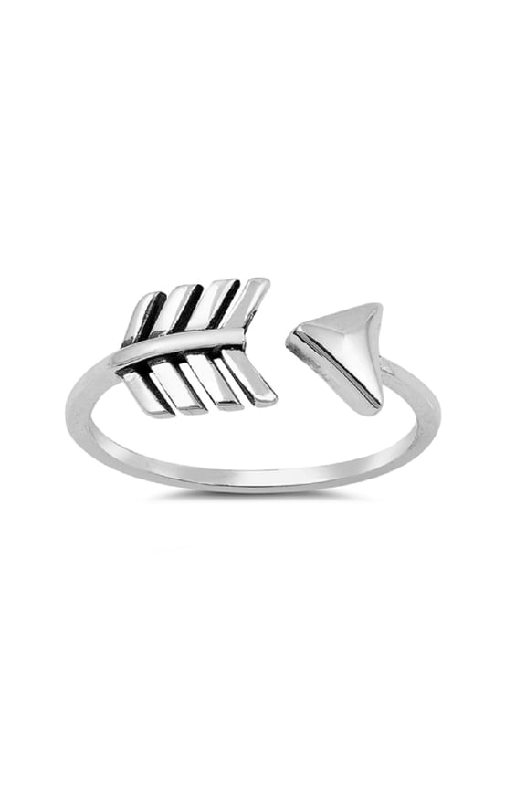 Sterling Silver Oxidized Open Arrow Design Ring