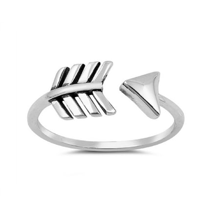 Sterling Silver Oxidized Open Arrow Design Ring