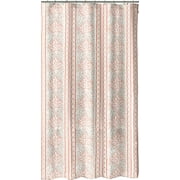 C.H.D Home Coral Pink Grey White Fabric Shower Curtain: Beach Coral Geometric Stripe Design