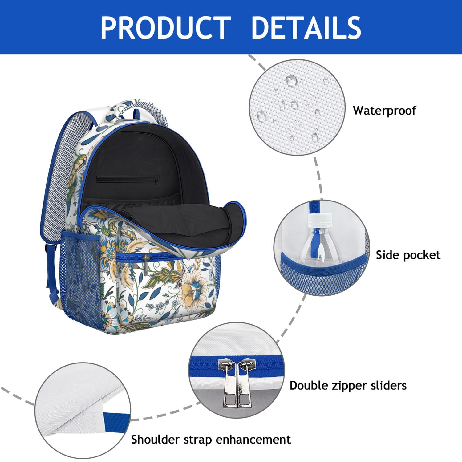 Geometric Paisley Design Waterproof Backpack - Elegant Ergonomic Bookbag for Commuters & Students