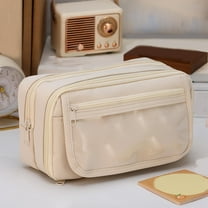 Under $5 Pencil Case, Nine Layer Pencil Case Transparent Pencil Case Marker Pen Bag Multi Function Storage Bag Cosmetic Bag Student Gift, Back to College(Beige)