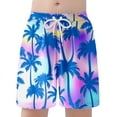 thumbnail image 4 of Utlike Boys Swim Trunks Casual Coconut Tree Print Drawstring Elastic Waist Shorts Summer Hawaii Holiday Beach Floral Shorts Basic Boys Shorts Size 6 Years-7 Years, 4 of 7