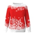 thumbnail image 4 of Gibobby Sudadera Navidad mujer Suéteres para mujer Diario Navidad de nieve Estampado O Cuello Suéter Tops Casual Camisas de entrenamiento Blusa suelta(Rojo,G), 4 of 5