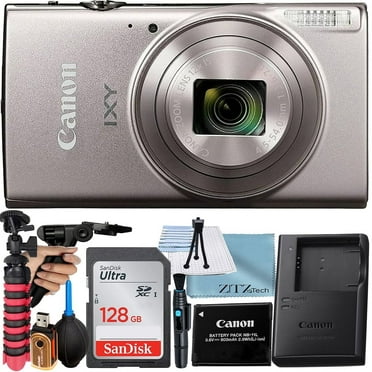 Canon PowerShot IXY 650 (ELPH 360) HS Digital Camera (Silver) with 12x Optical Zoom Lens   SanDisk 128GB Memory Card   Tripod   ZeeTech Basic Bundle (International Version)