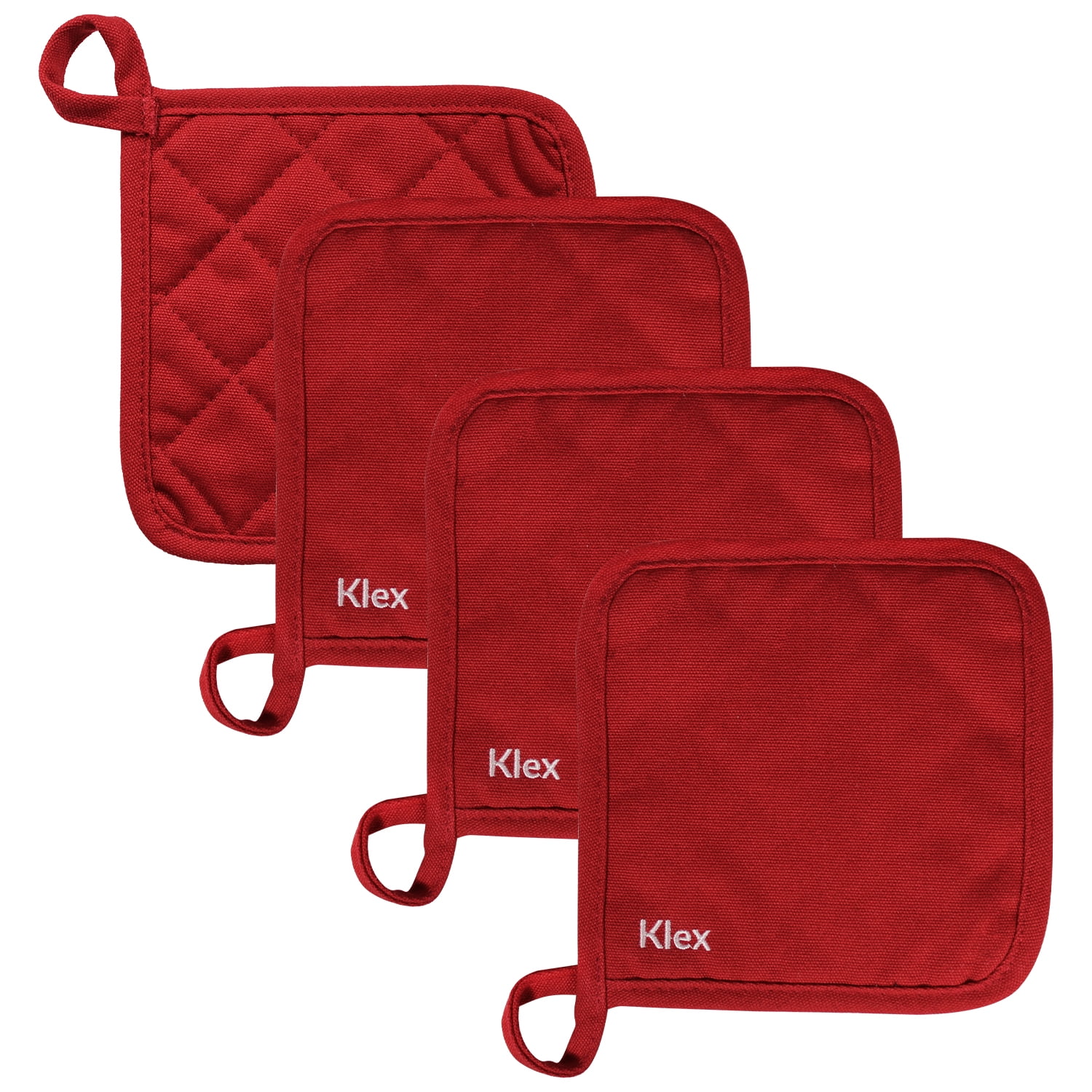 KLEX 4pcs Set, Heat Resistant Durable Cotton Potholders for Kitchen