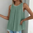 thumbnail image 5 of Women's Summer Tank Tops 2025 Pleated Crew Neck Tanks Double Layer Ruffle Tunic Shirt Flowy Blouse, 5 of 6