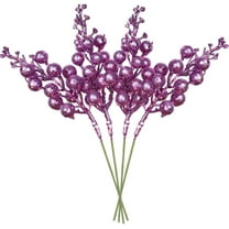 14 Pack Christmas Glitter Berries Stems, 7.8Inch Artificial Christmas Picks for Christmas Tree Ornaments, DIY Xmas Wreath, Crafts, Holiday and Home Decor (Dark Purple)