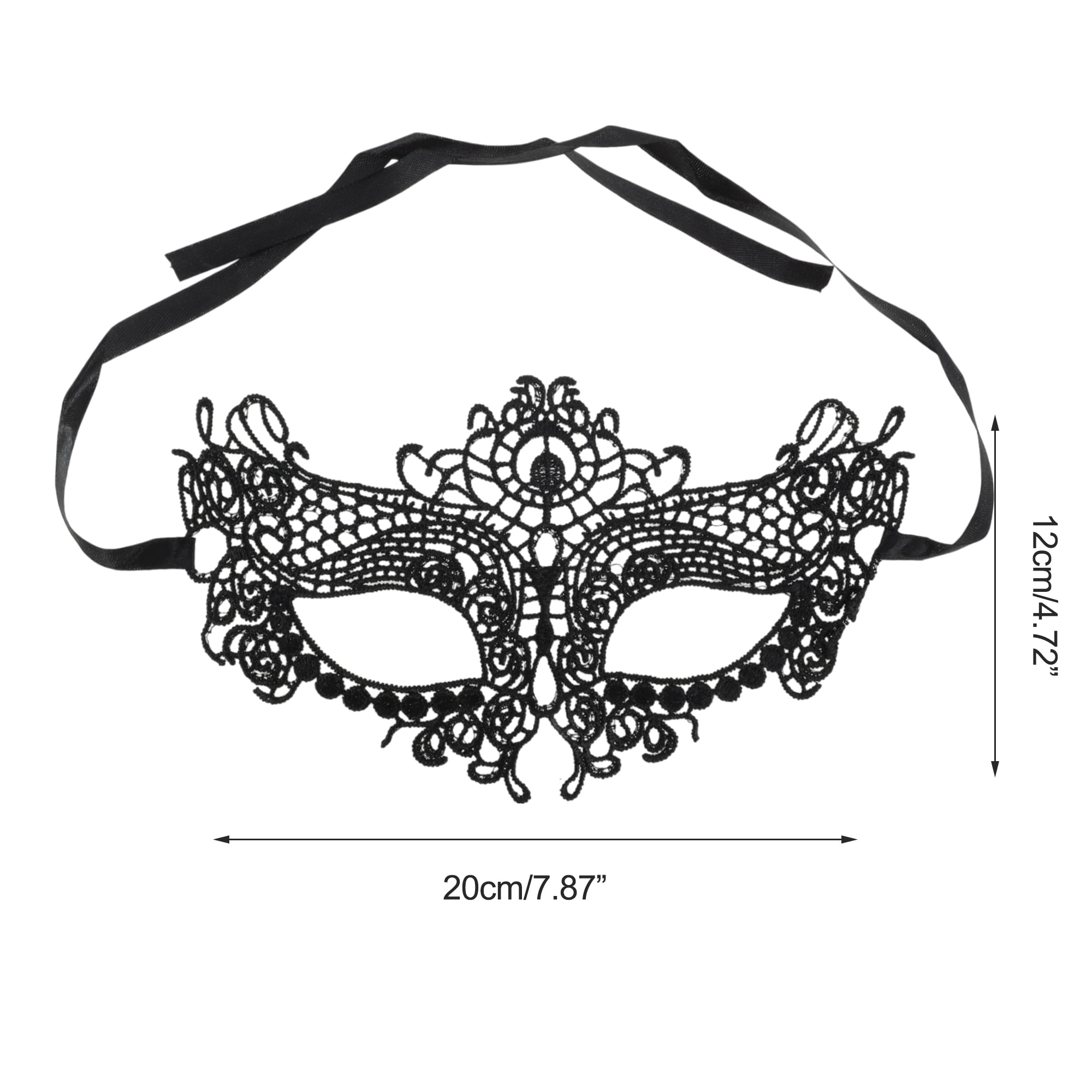 Unique Bargains 1 Pack Elegant Lace Half Face Party Mask in Black Black Pattern 8