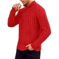 thumbnail image 2 of Stand Collar Men Casual Knit Sweater Male Cable Chunny Pullover, 2 of 5