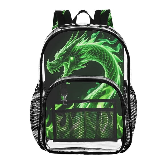 ALAZA Clear Backpack Dragon Green PVC Transparent BookBag