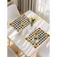 thumbnail image 5 of Sunflower Checked Placemats Set of 4, Vintage Garden Floral Bees Farmhouse Placemats for Dining Table, Place Mats for Kitchen Tabletop, Waterproof Wipeable Dining Table Mats Set, 5 of 9