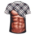 thumbnail image 3 of Jinhomg Mens Funny Party Tops Novelty Funny 3D Muscle Plaid Print T-Shirts Big and Tall Comfy Short Sleeve Crew Neck Tees 2025 Fashion Tops Deals for Today on Walmart White M, 3 of 5