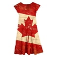 thumbnail image 5 of XEGLSBU Robe Fleurie pour Filles de la Fête du Canada, Mignonne, Imprimé de Feuilles d'Érable Rouges et Blanches, à Étages, Coupe Trapèze, avec Manches Volantées et Poches, Robe de Fête Confortable pour les Fêtes Canadiennes Cele, 5 of 5